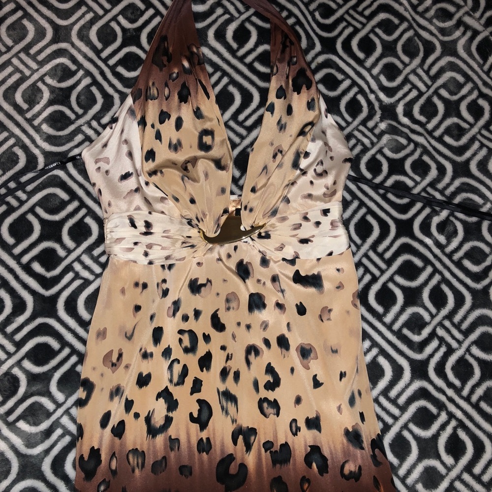 Vintage Bebe animal print halter dress✨